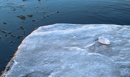 Texture of river ice photographed close up.