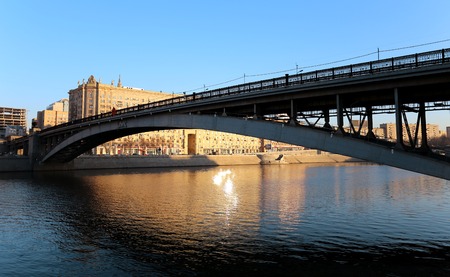 Metro bridge in the city of Moscow on the Riverの写真素材