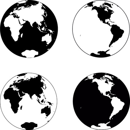 Beautiful black and white icon planet earthのイラスト素材