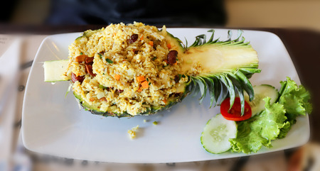 Rice with vegetables pineapple photographed close upの写真素材
