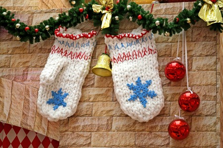 Beautiful green Christmas tree with toys photographed close upの写真素材