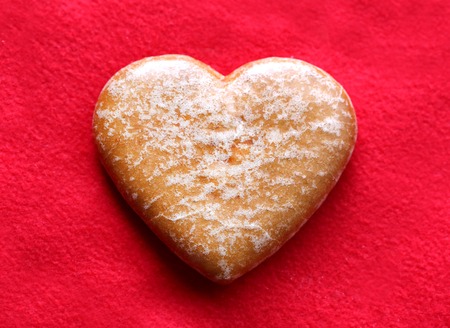 Delicious cookies in the shape of a heart, photographed in close-upの写真素材