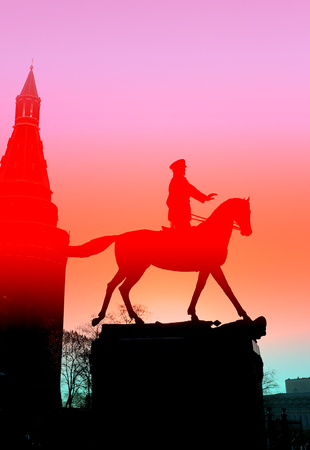 beautiful monument in Moscow on red square, Marshal Georgy Zhukov to photograph closeupの写真素材