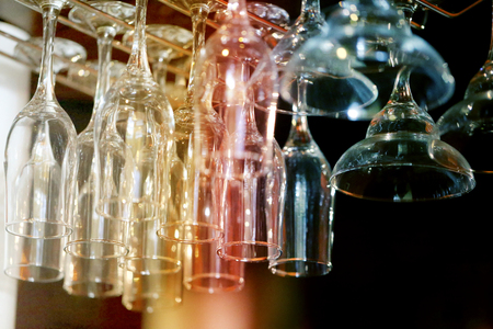 Beautiful glasses weigh down on the barの写真素材
