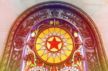 Beautiful multi colored glass mosaic photographed in close upの写真素材