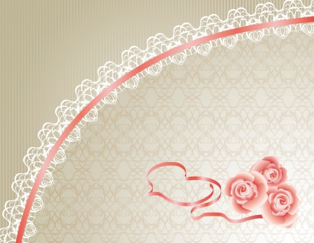Lace Background with Heart and Rosesのイラスト素材