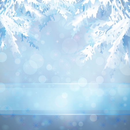 Merry Christmas and Happy New Year light blue bokeh backgroundのイラスト素材