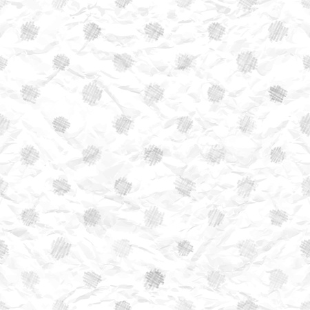 Abstract seamless crumpled paper texture with pencil sketch pattern of polka dots in subtle shades of white and gray colors for wallpaper background design  のイラスト素材