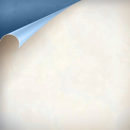 Old textured sheet of paper vintage background with curled corner. Vector page curl design. Easily change color of page curl paperのイラスト素材