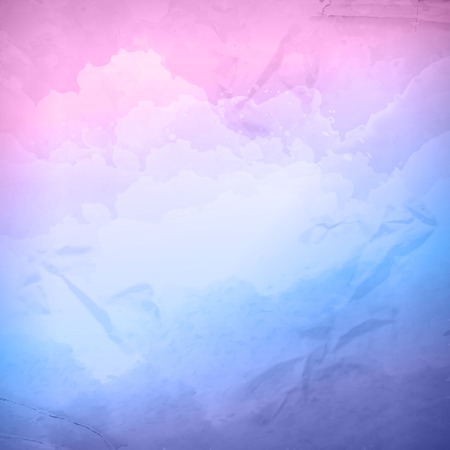 Watercolor vector cloudy sky vintage background with subtle grunge texture at the crumpled paper backdropのイラスト素材