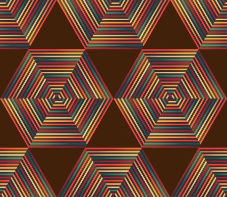 Vector seamless geometric pattern in retro color Hexagons texture abstract backgroundのイラスト素材