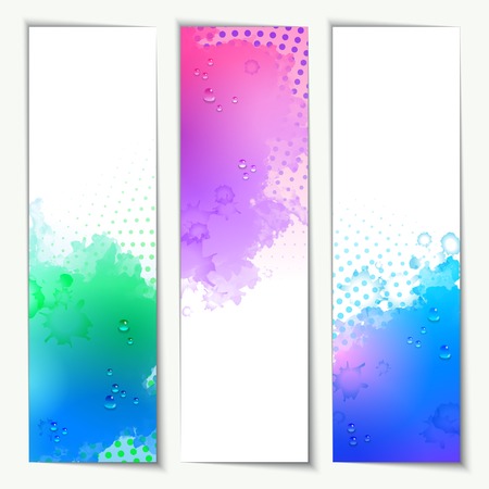 Abstract watercolor headers with blots, spots, water drops and polka dot patternのイラスト素材
