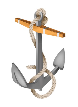 anchor and rope isolated on whiteのイラスト素材