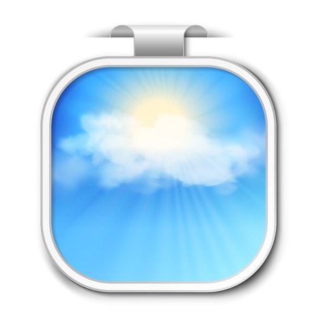 Abstract vector blue sky sticker with sunlight rays breaking through the cloudsのイラスト素材