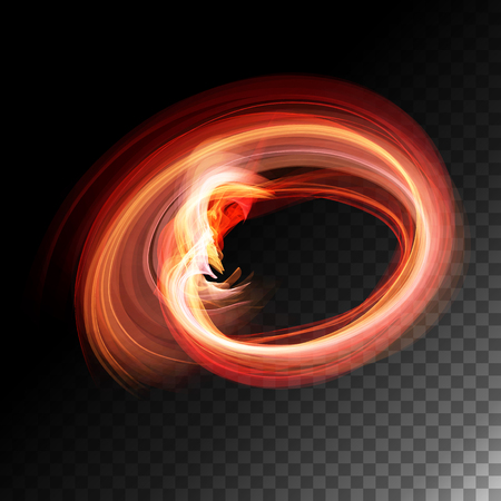 Flame light effects on round transparent frame Vector illustrationのイラスト素材