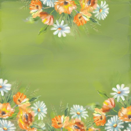 Watercolor painted flowersの写真素材