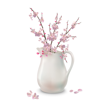 Spring Blossoms Branch in Jugのイラスト素材