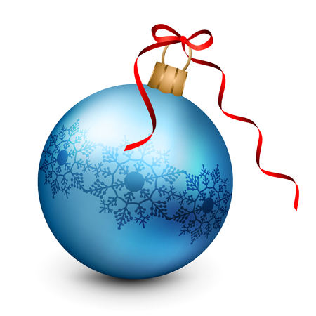 Vector Christmas ornament with a ribbon on a white backgroundのイラスト素材