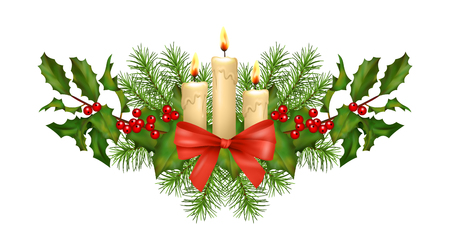 Vector Christmas decorations. Holiday composition of the Christmas garland on white backgroundのイラスト素材