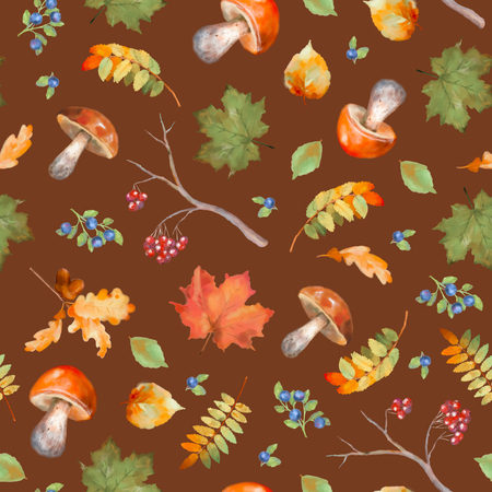 Watercolor Autumn Seamless Patternの写真素材