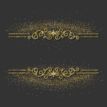Gold Vector Frame isolated on black background.のイラスト素材