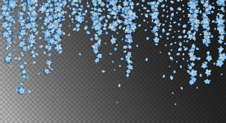Blue hanging flowers illustration on transparent background.のイラスト素材