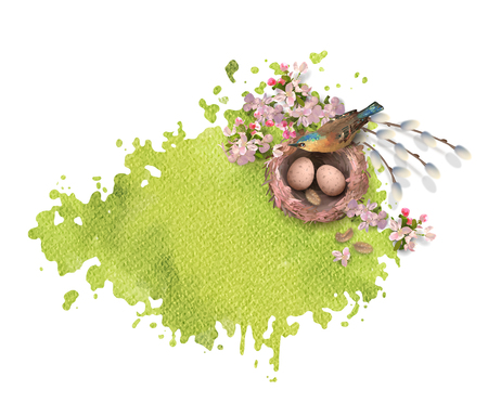 Watercolor Spring Bannerのイラスト素材