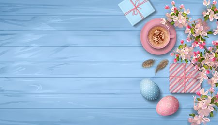 Easter Wooden Background patter designのイラスト素材