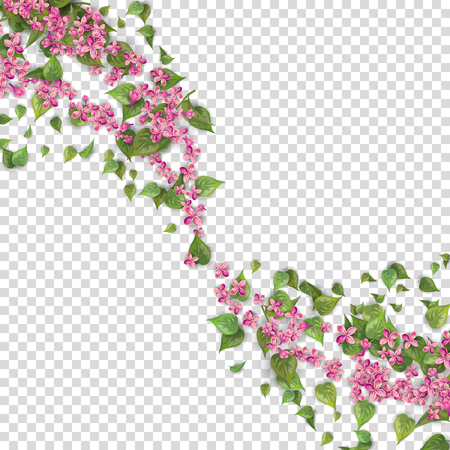 Pink flying flowers background.のイラスト素材