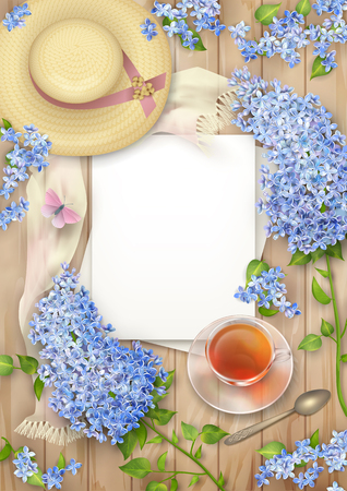 Lilac on wooden backgroundのイラスト素材