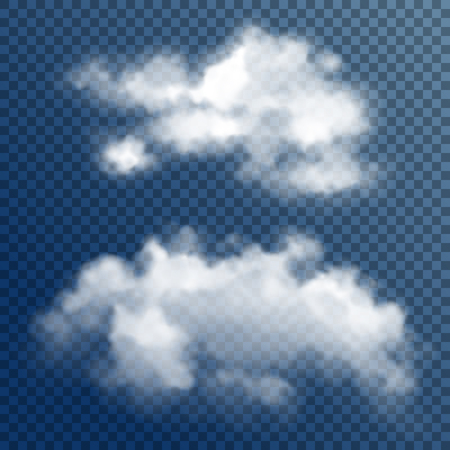 Design composition of transparent white vector clouds. Natural design elementsのイラスト素材