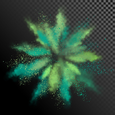 Explosion of green colored powder. Vector watercolor design elementsのイラスト素材