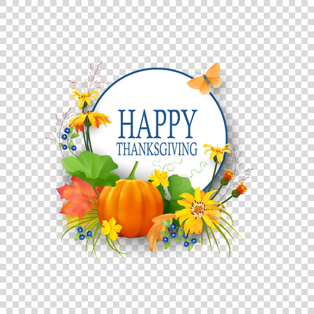 Thanksgiving invitation card. Flyer template with lettering and a frame. Fall vector composition. Artistic creative autumn card.のイラスト素材