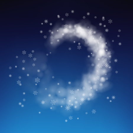 Christmas vector background. Abstract snow blizzard. White particles liquid dynamic flowのイラスト素材