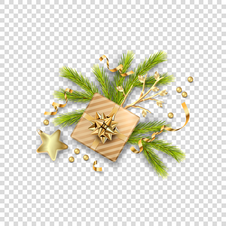 Christmas vector festive ornament. Holiday decorations. Isolated objects on transparent backgroundのイラスト素材