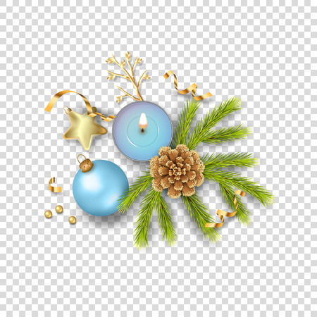 Christmas vector festive ornament. Holiday decorations. Isolated objects on transparent backgroundのイラスト素材
