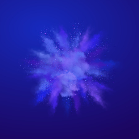 Explosion of blue colored dust powder. Vector design elementsのイラスト素材