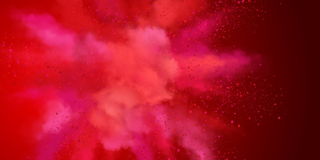 Explosion of red colored dust powder. Vector design elementsのイラスト素材