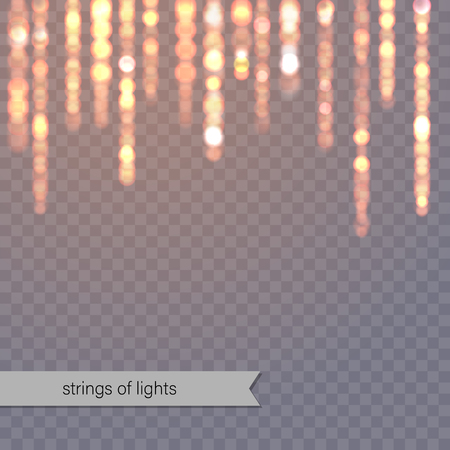 Abstract background with glowing lights. Hanging strings of lightsのイラスト素材