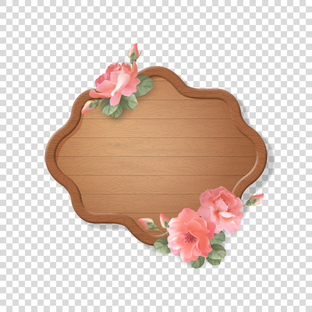 Wooden Sign with Flowersのイラスト素材
