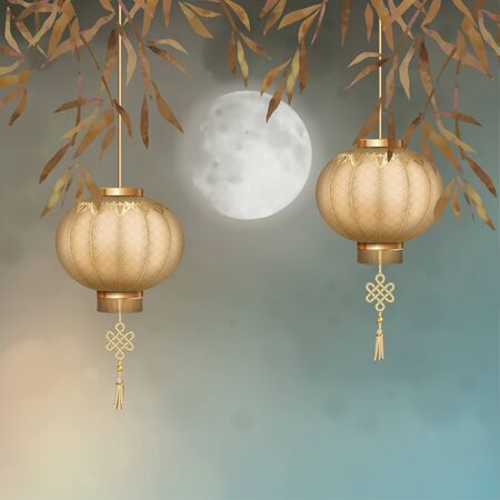 Hanging Chinese Paper Lanternsの写真素材