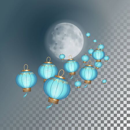 Flying Chinese Paper Lanternsのイラスト素材