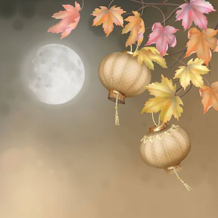 Hanging Chinese Paper Lanternsのイラスト素材