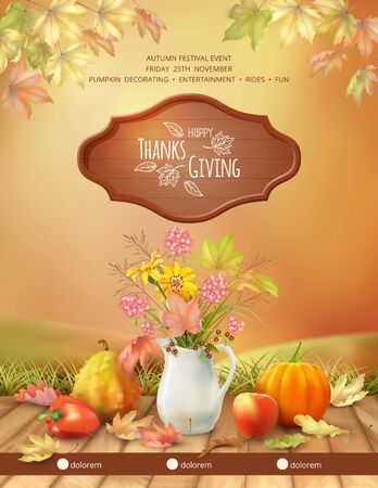 Happy Thanksgiving Flyerのイラスト素材