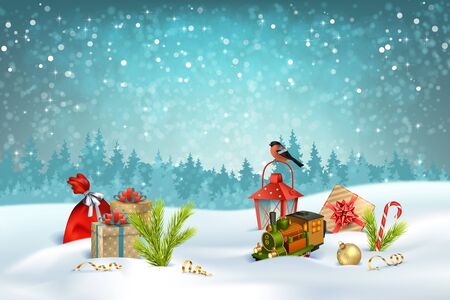 Christmas Holiday Winter Landscapeのイラスト素材