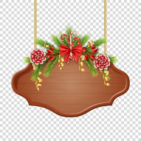 Christmas Wooden Singboardのイラスト素材