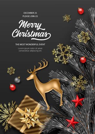 Christmas and New Year Posterのイラスト素材