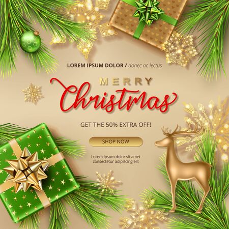 Christmas and New Year bannerのイラスト素材