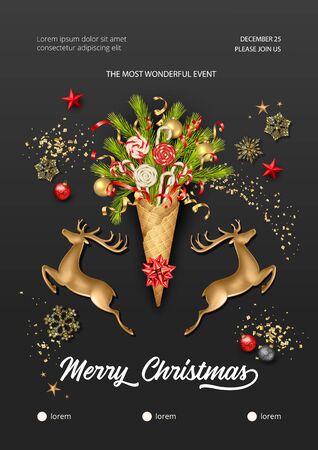 Christmas and New Year Posterのイラスト素材