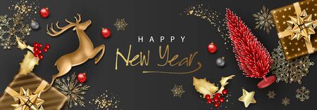 Christmas and New Year bannerのイラスト素材